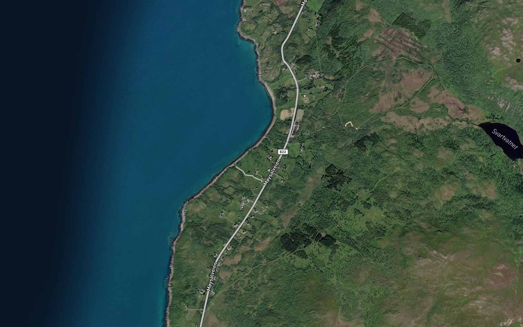 Satellite map of the Slettaselva