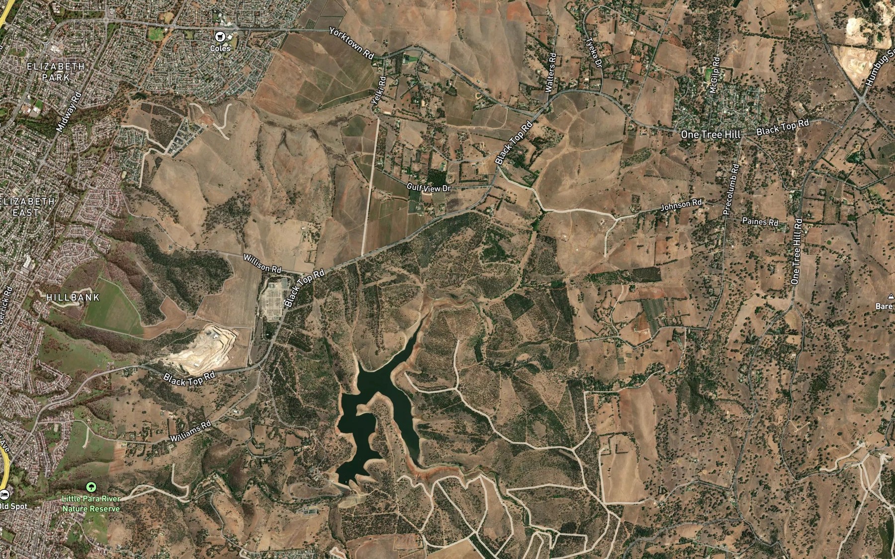 Satellite map of the Goulds Creek