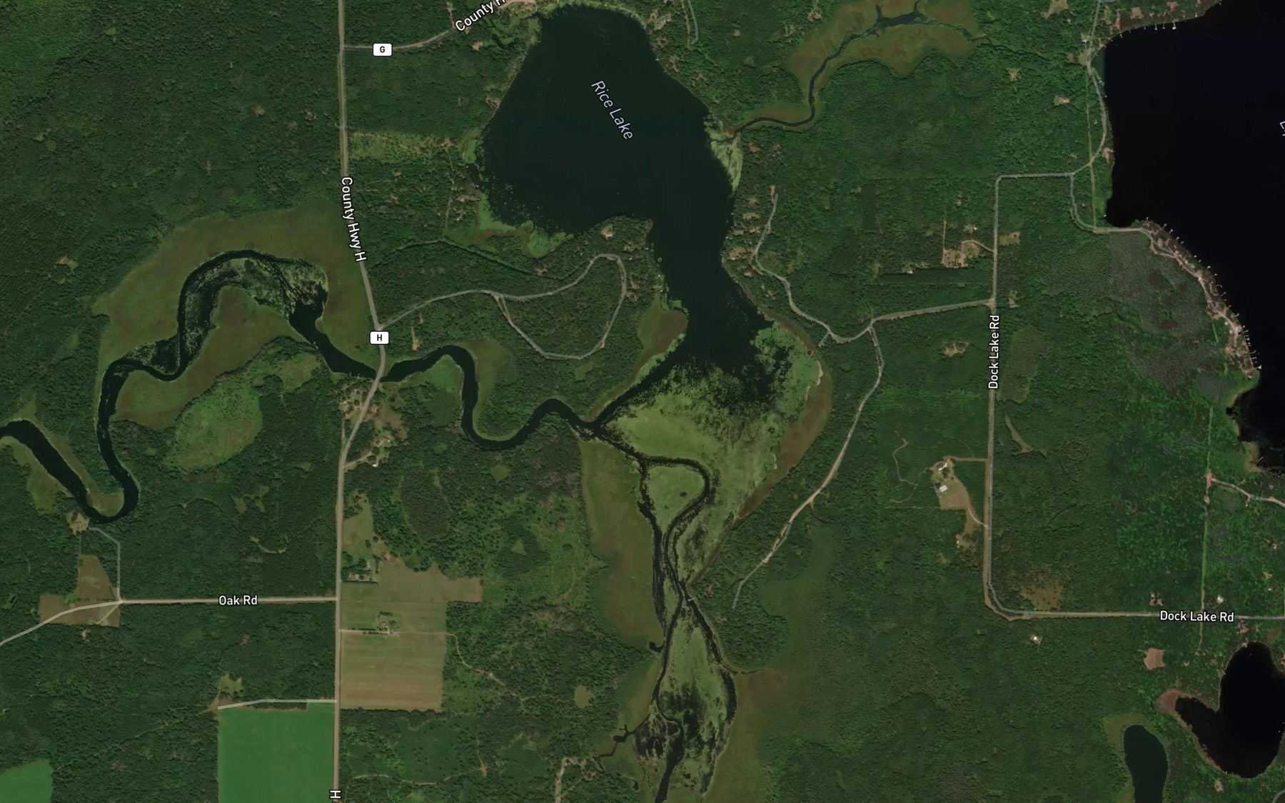 Satellite map of the Rice Lake