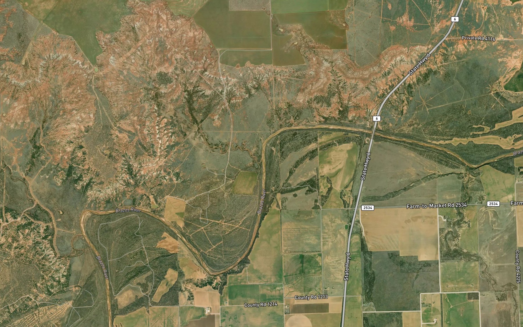 Satellite map of the Gyp Creek