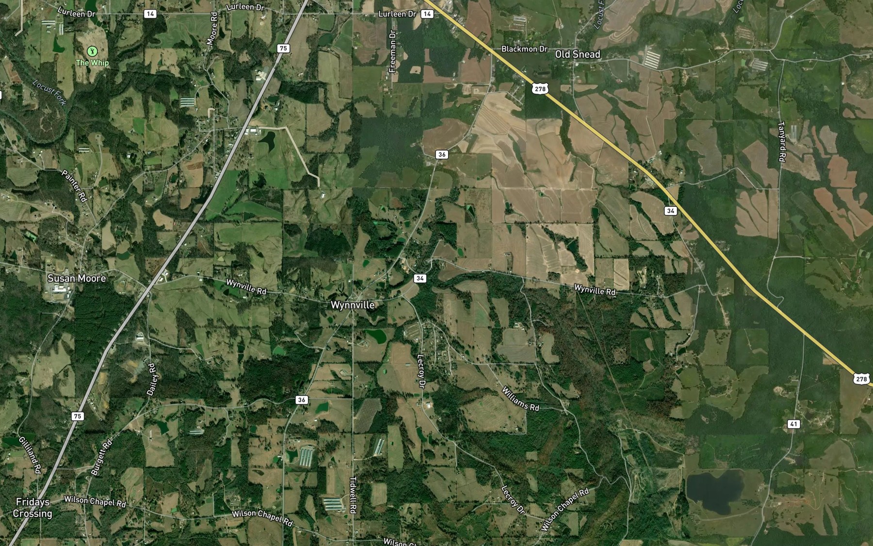 Satellite map of the Parker Branch