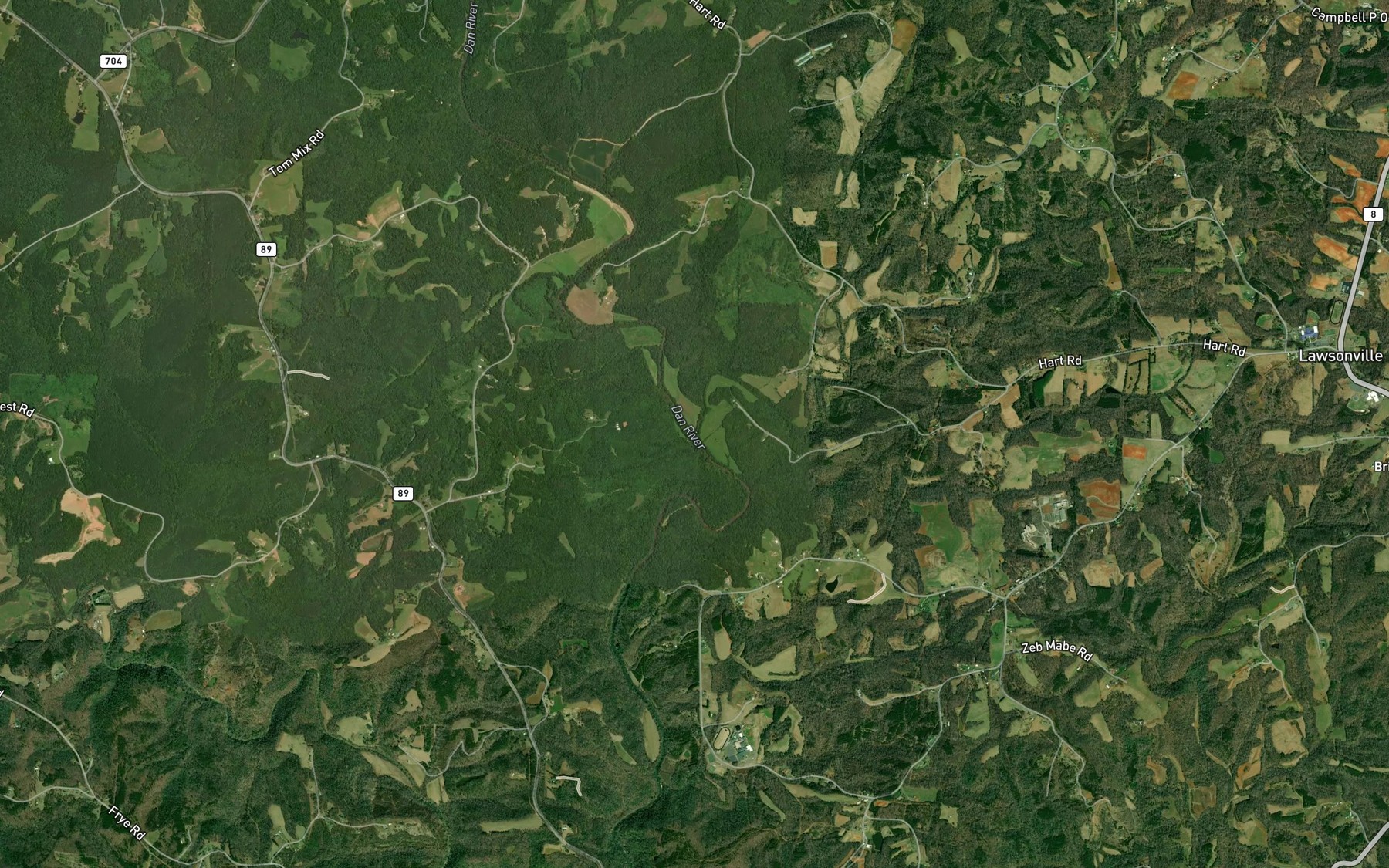 Satellite map of the Peters Creek
