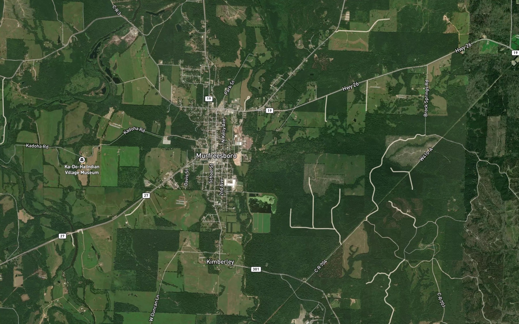 Satellite map of the Caney Creek