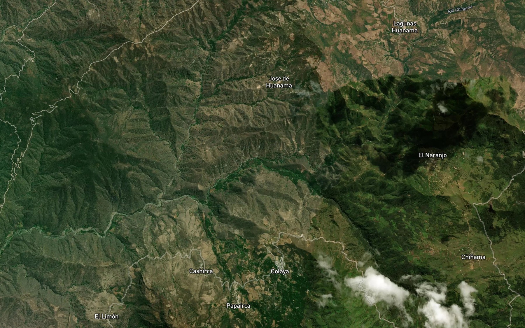 Satellite map of the Quebrada de Larga Loma
