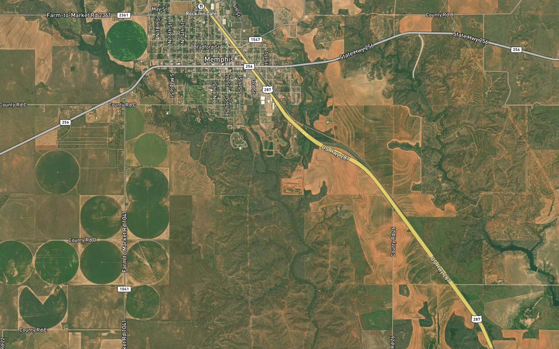 Satellite map of the Berkley Creek