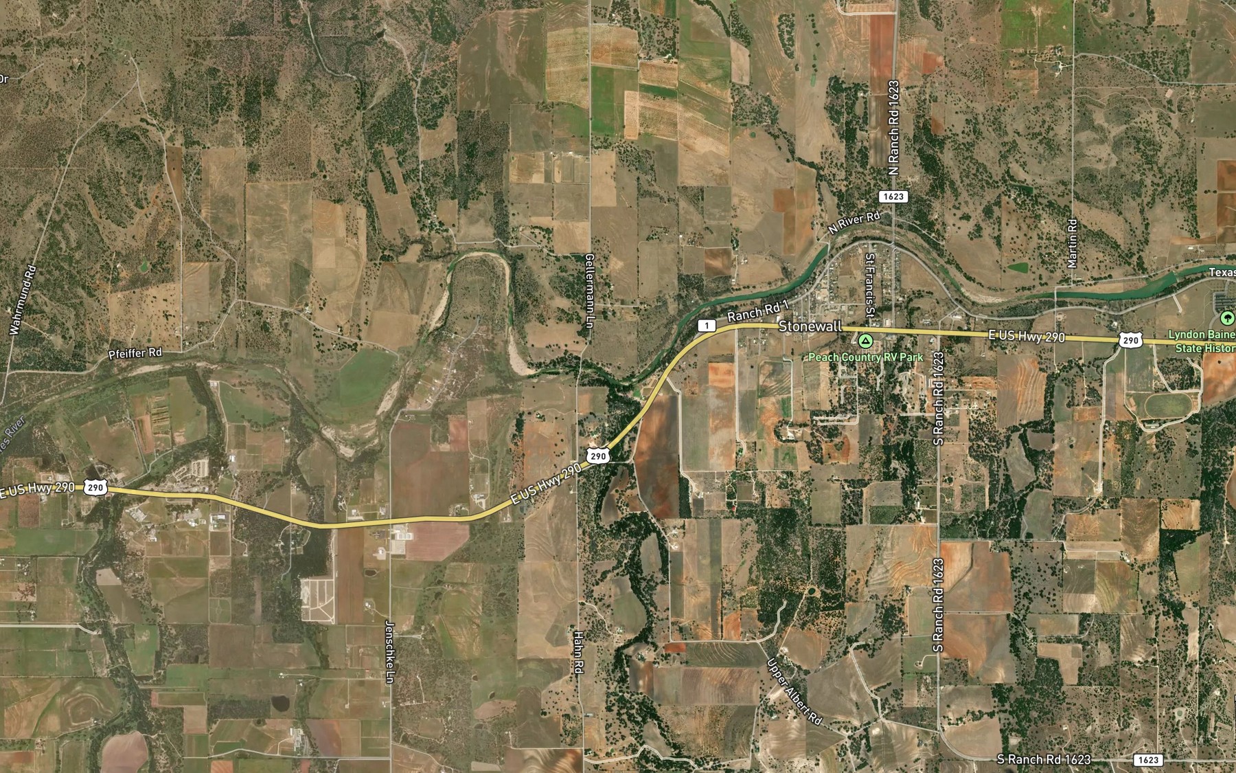 Satellite map of the Threemile Creek