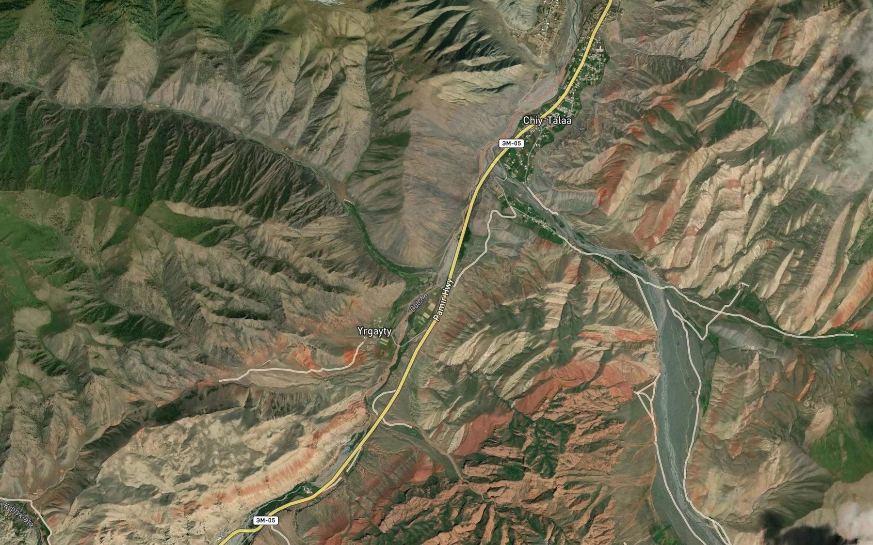 Satellite map of the Yrgayty