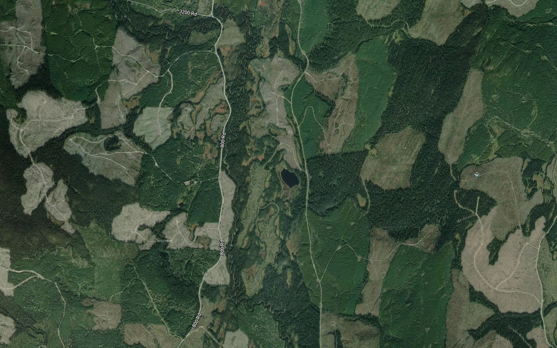 Satellite map of the Vickers Creek