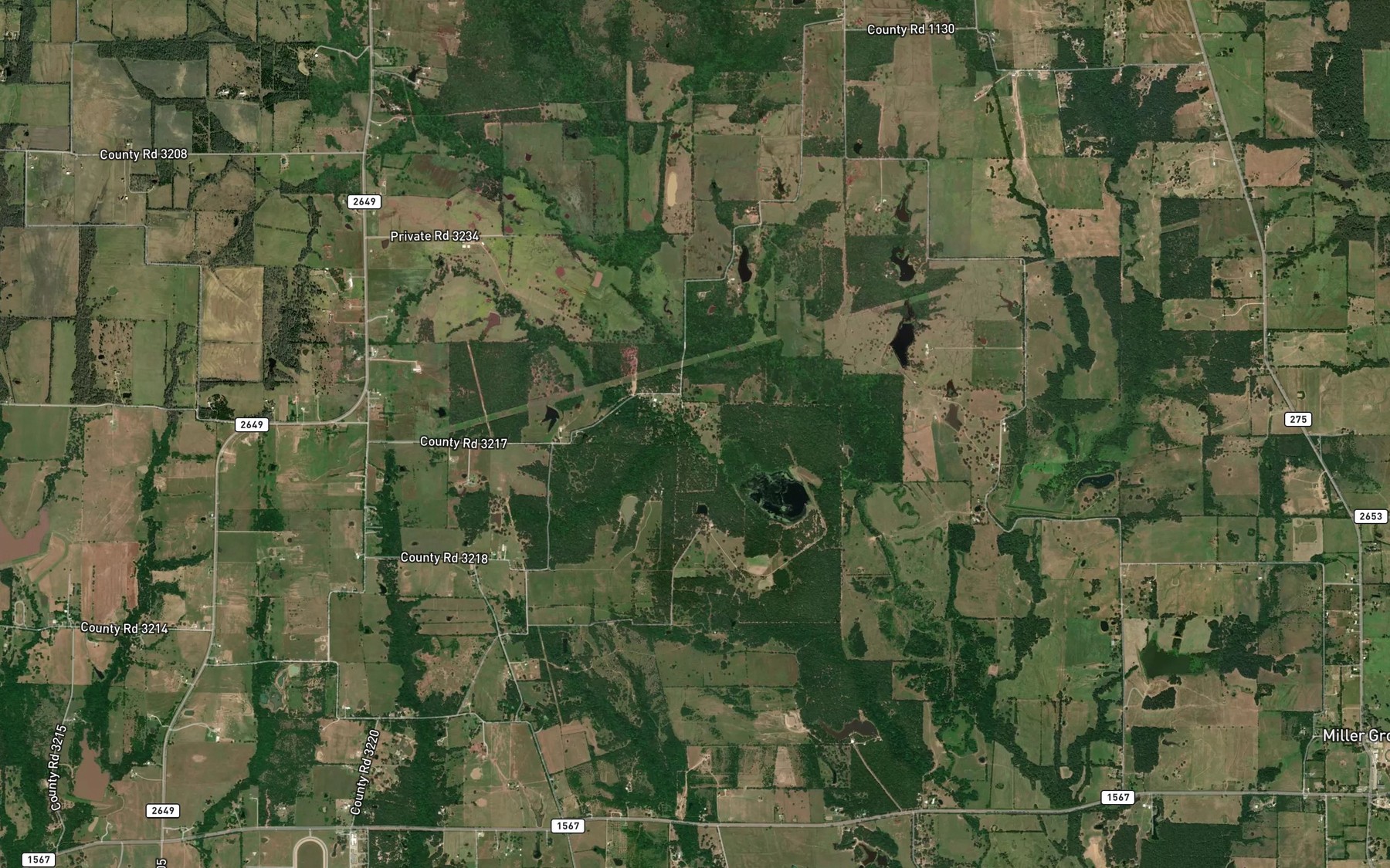 Satellite map of the Burk Branch
