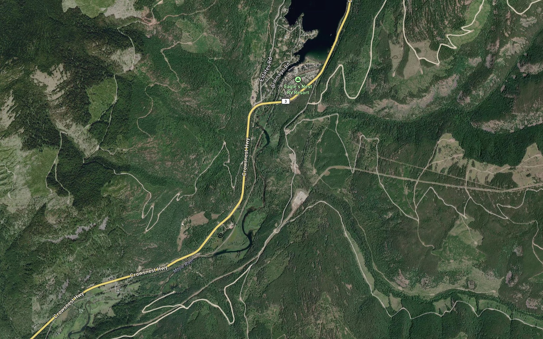 Satellite map of the Braunagel Creek