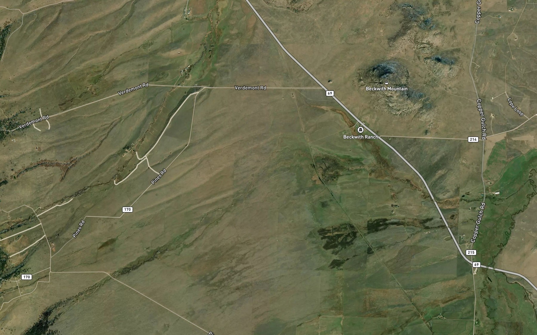 Satellite map of the Short Creek
