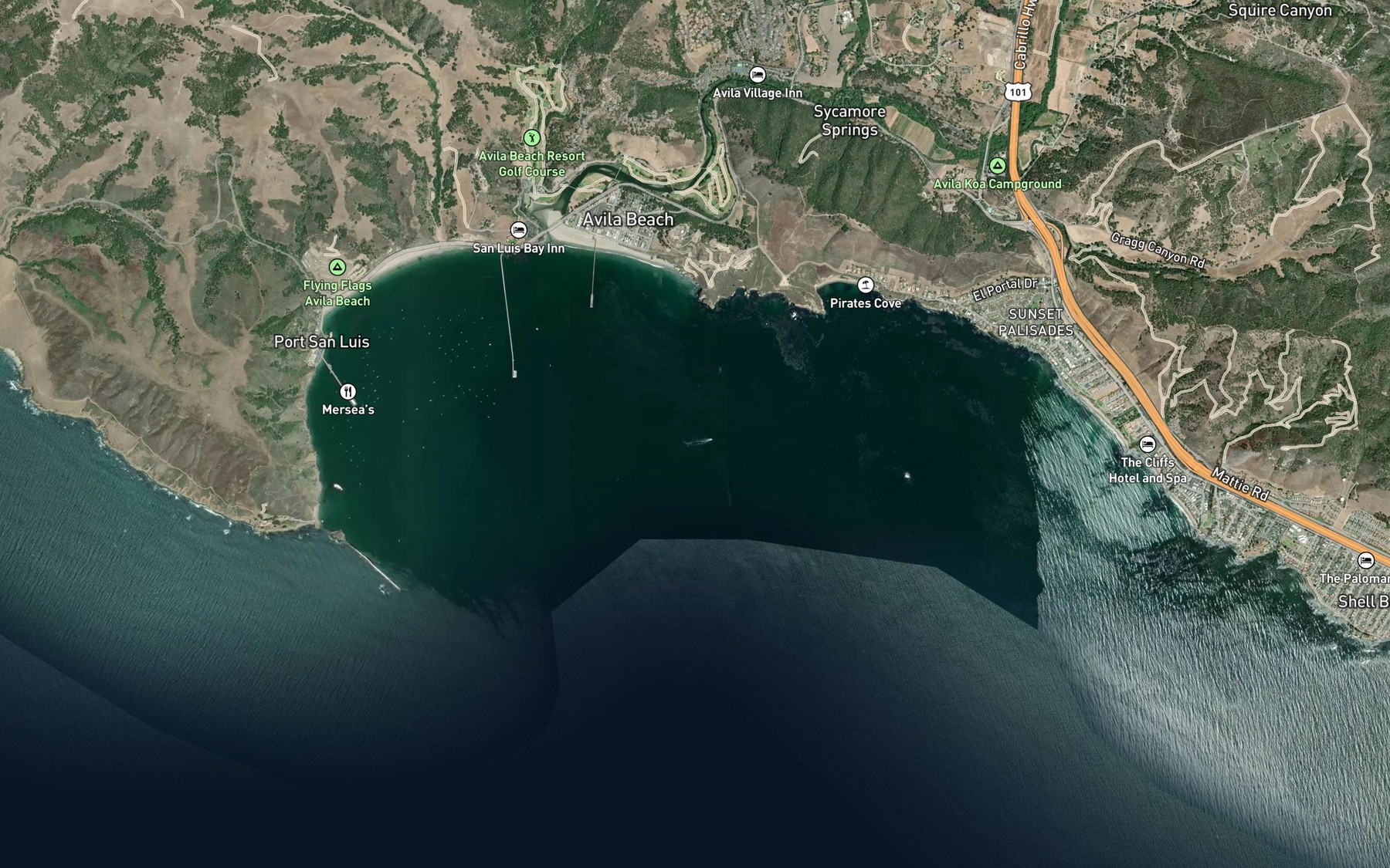 Satellite map of the San Luis Obispo Bay