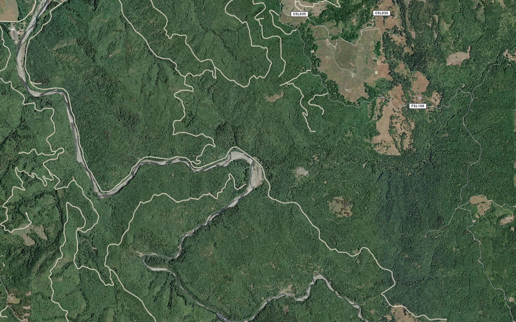 Satellite map of the Canon Creek