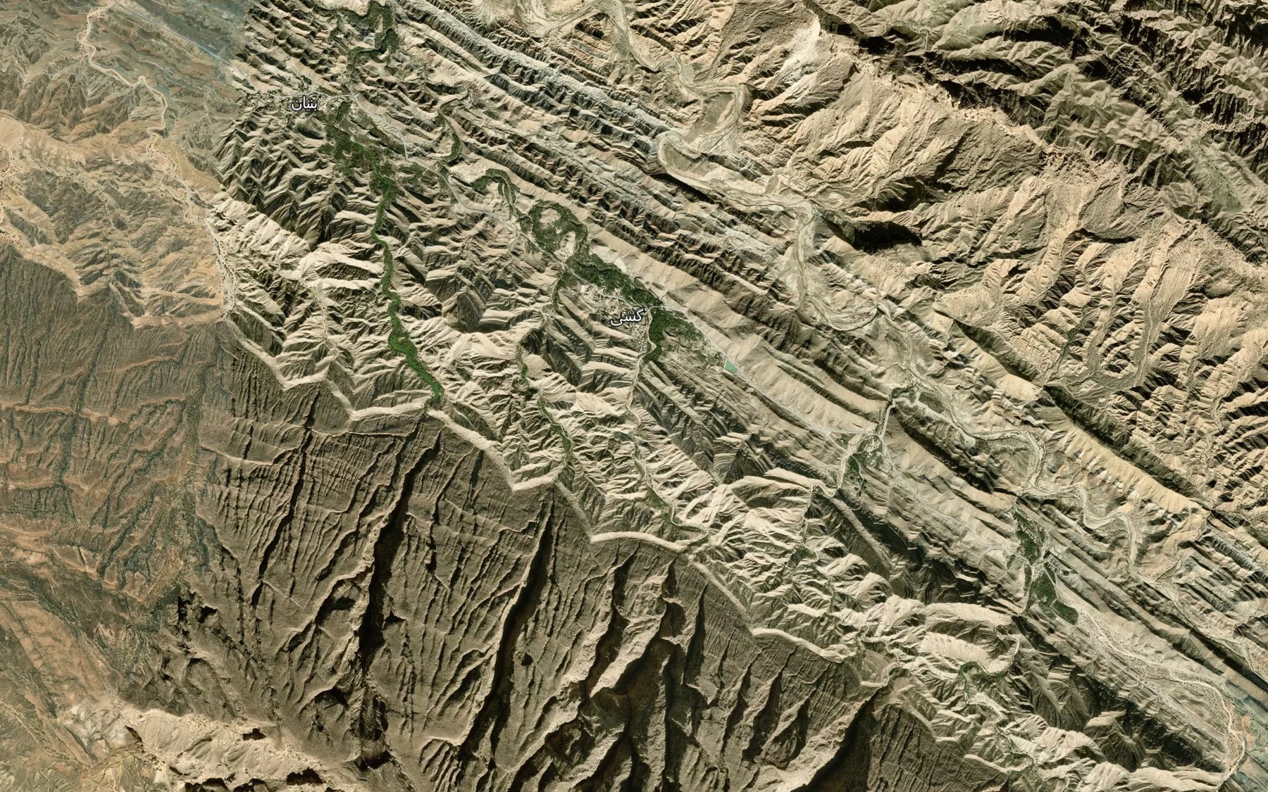 Satellite map of the Tang-e Geshi