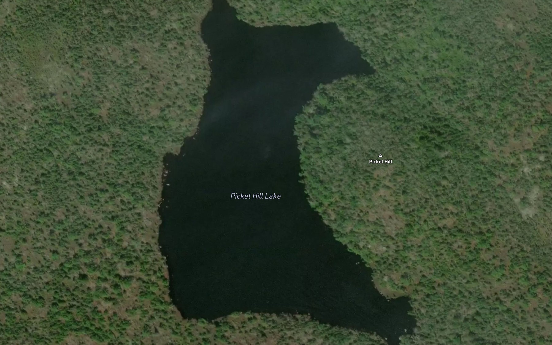 Satellite map of the Picket Hill Lake