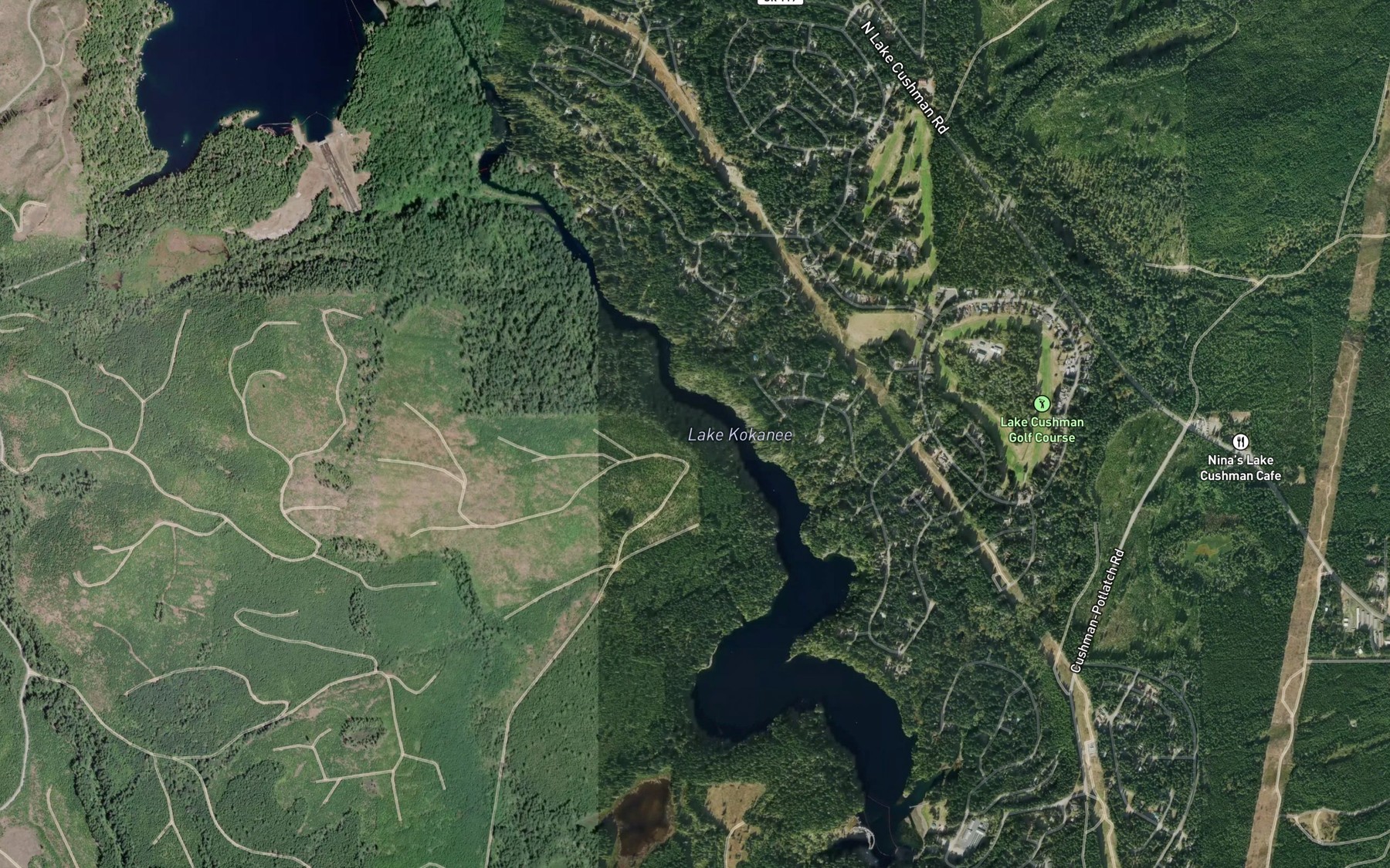 Satellite map of the Lake Kakanee
