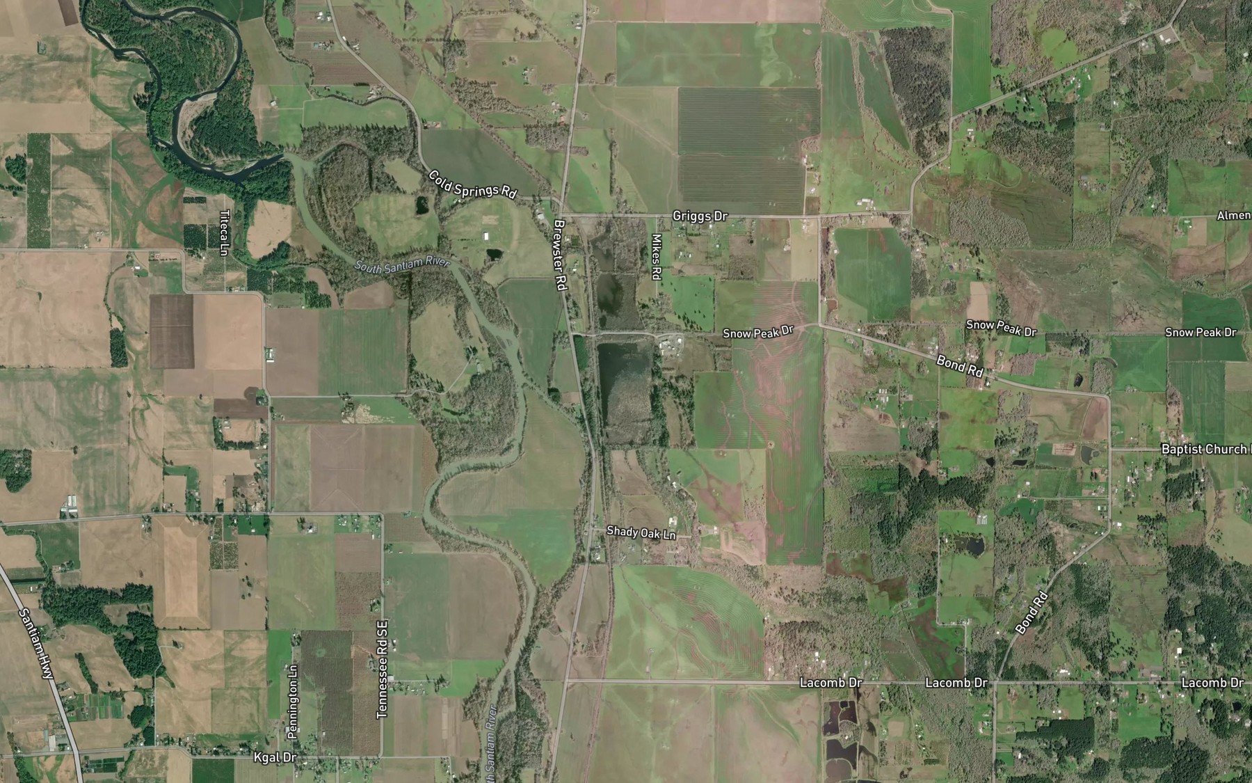 Satellite map of the Snow Peak Log Pond