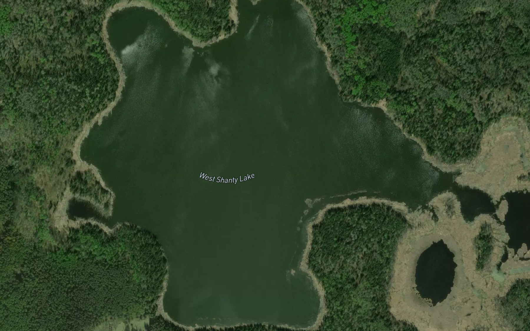 Satellite map of the West Shanty Lake