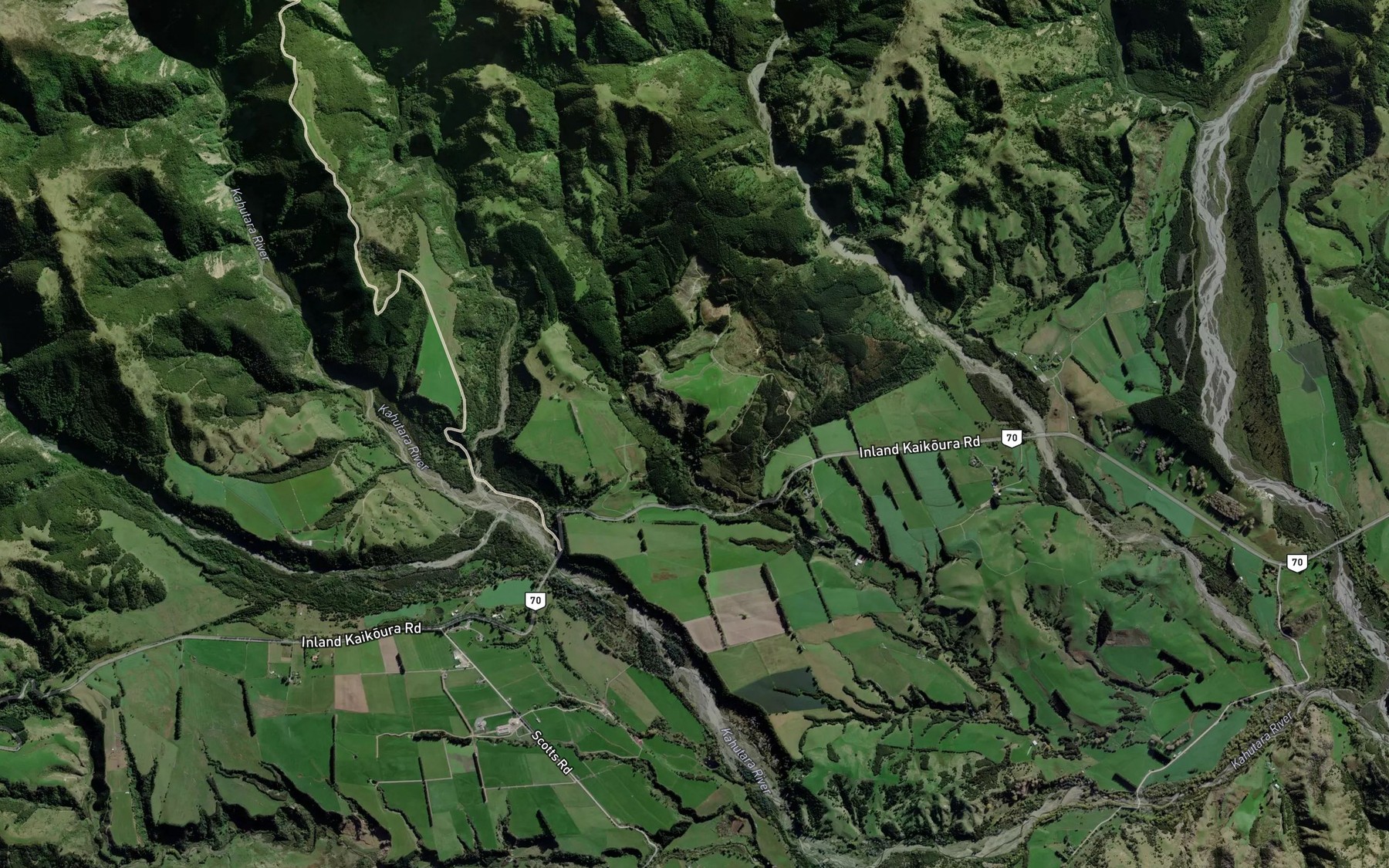 Satellite map of the Little Linton Creek