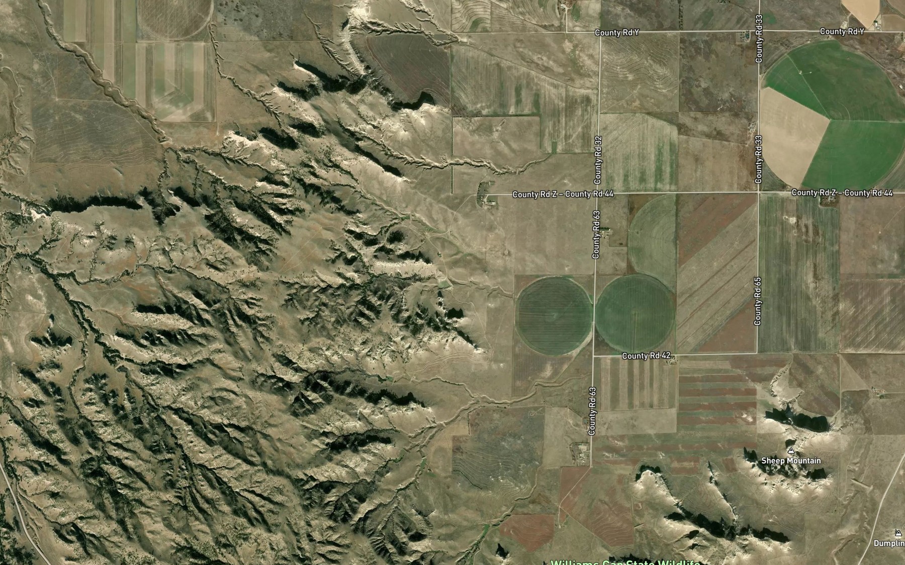 Satellite map of the Roberts Reservoir