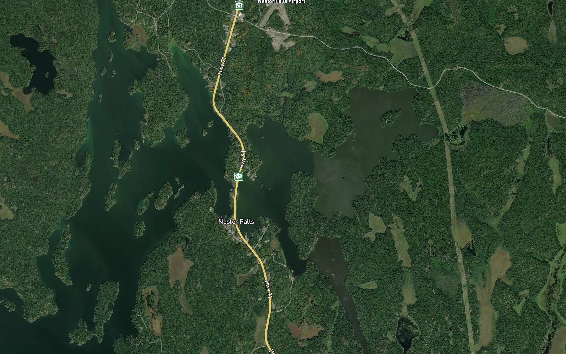 Satellite map of the Sabaskong River