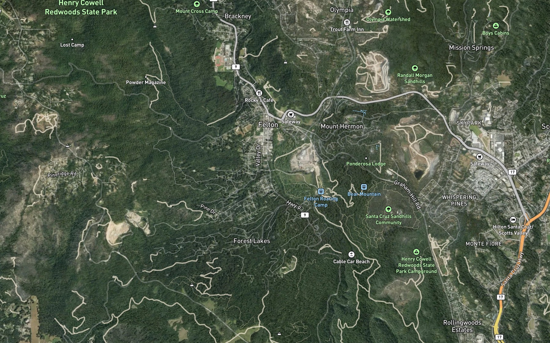 Satellite map of the Shingle Mill Creek