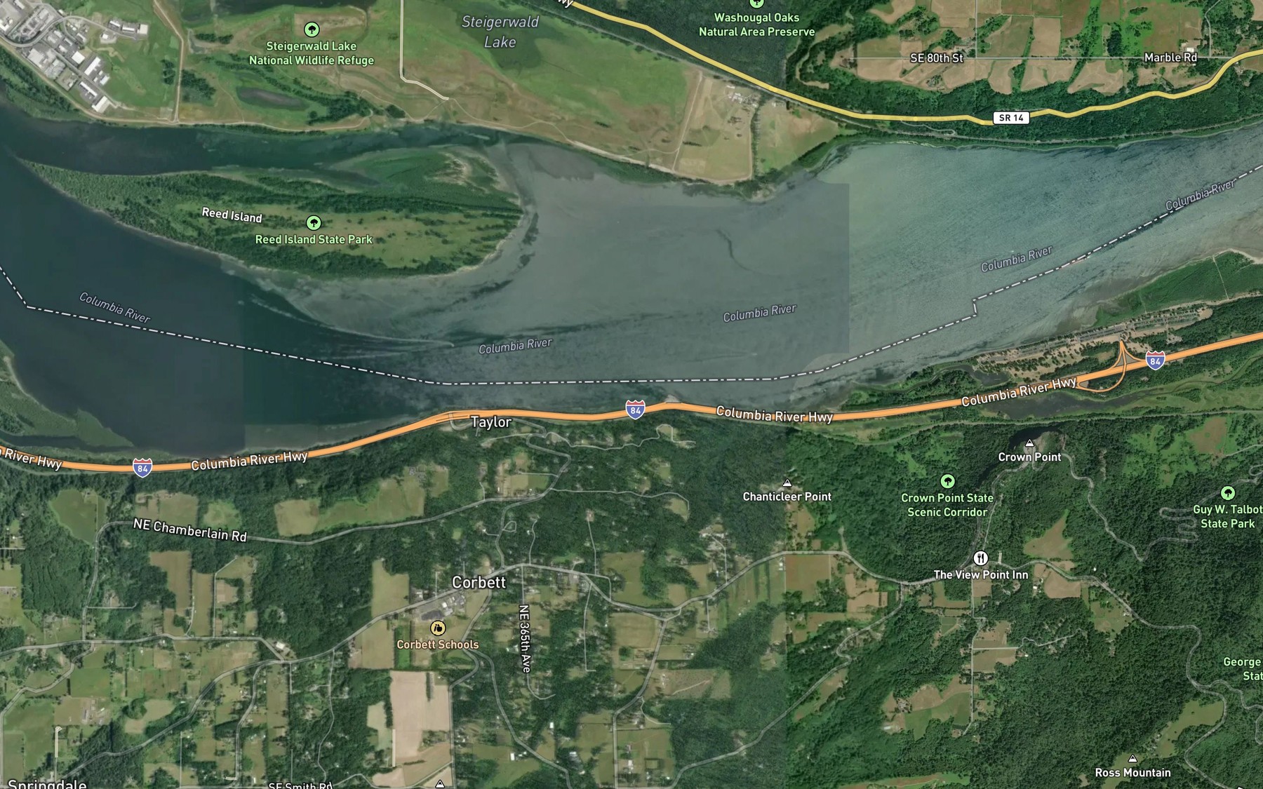 Satellite map of the Crusher Creek