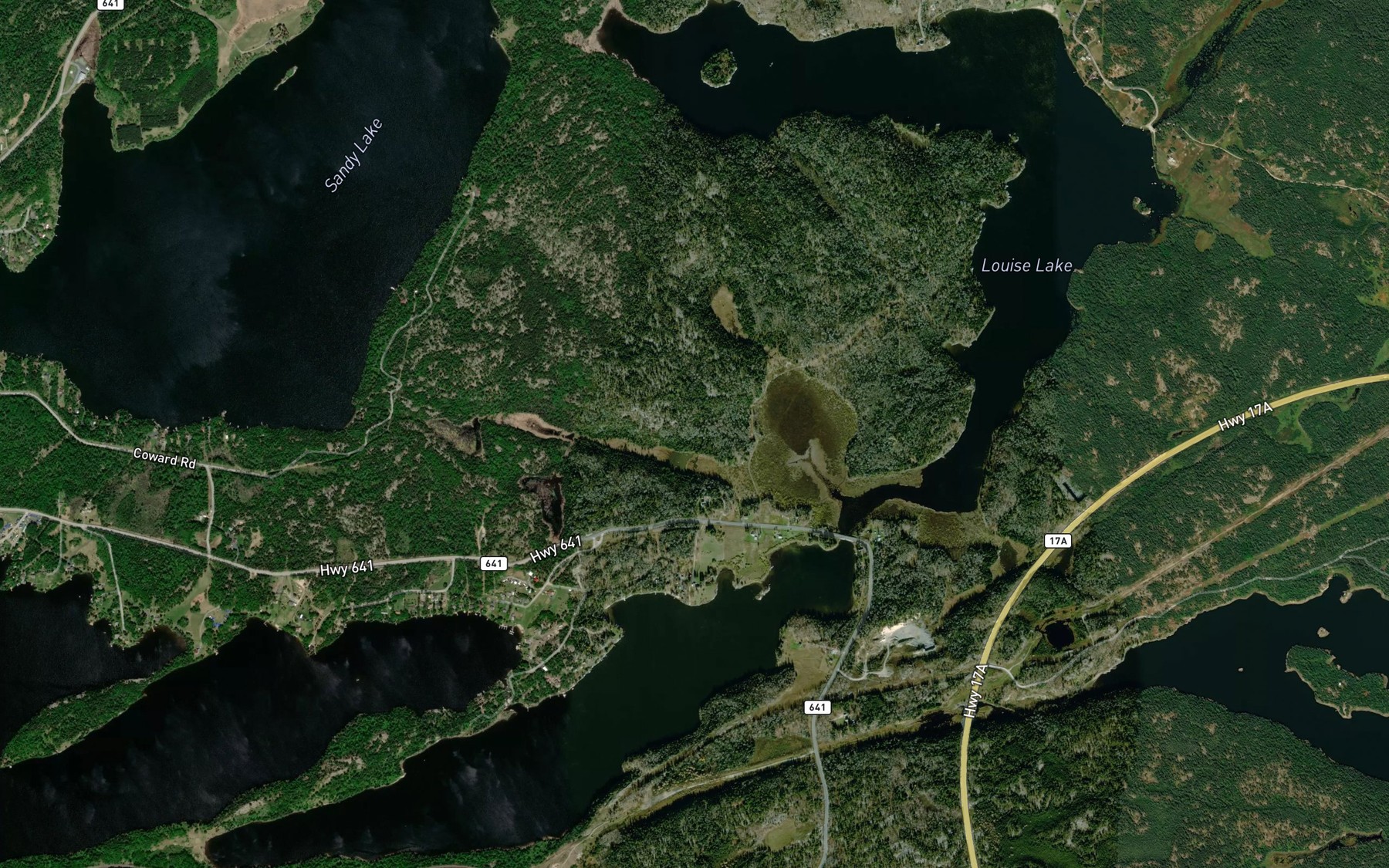 Satellite map of the Louise Lake