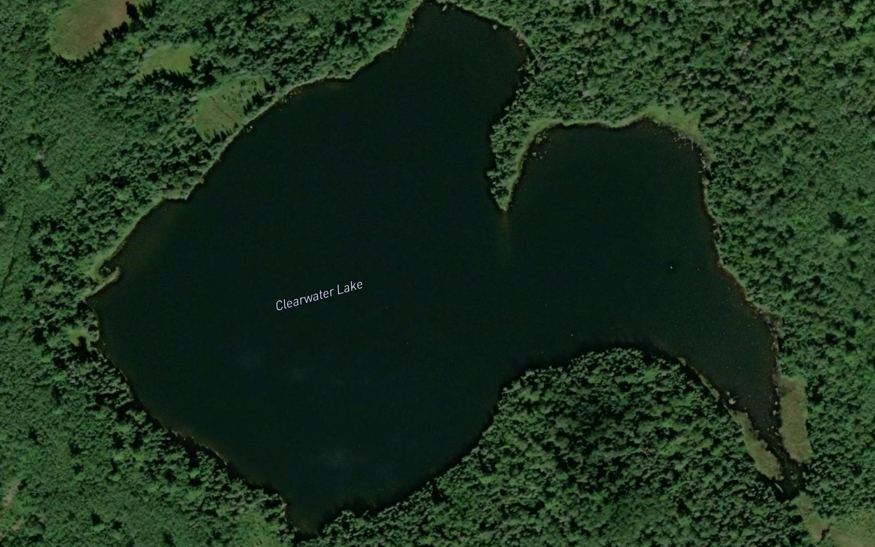 Satellite map of the Clearwater Lake