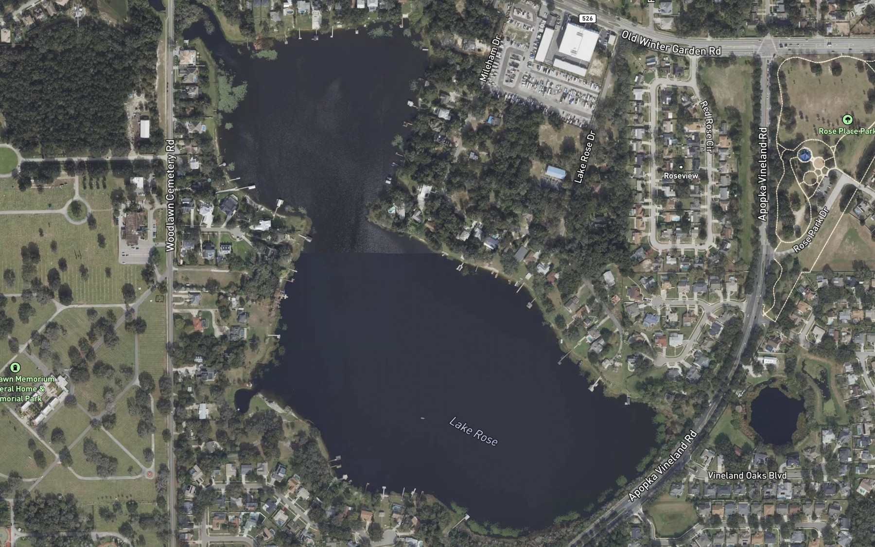 Satellite map of the Lake Rose