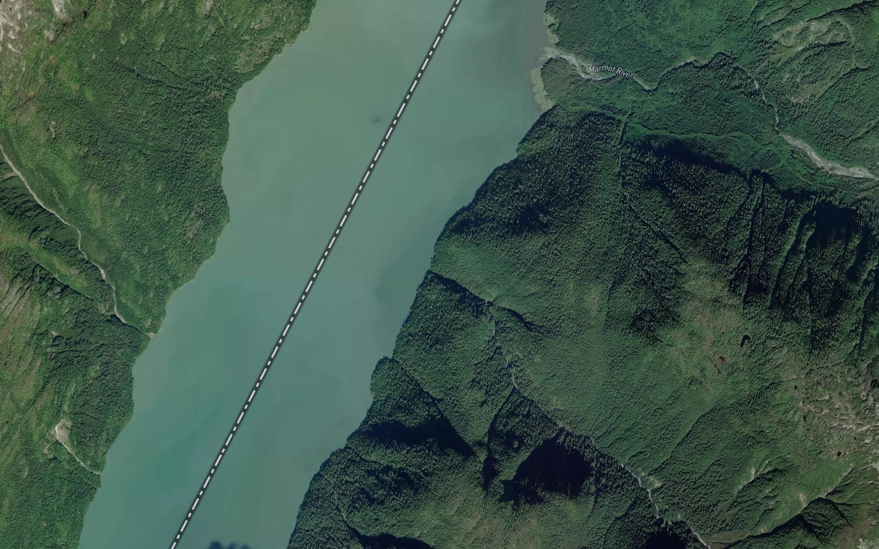 Satellite map of the Bulldog Creek
