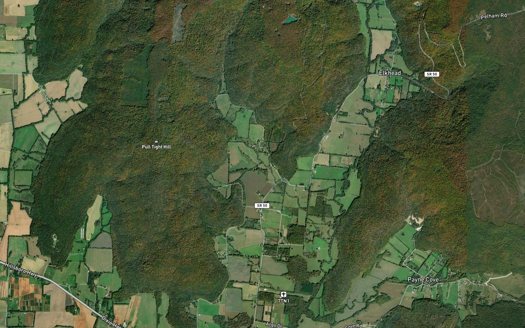Satellite map of the Bailey Branch