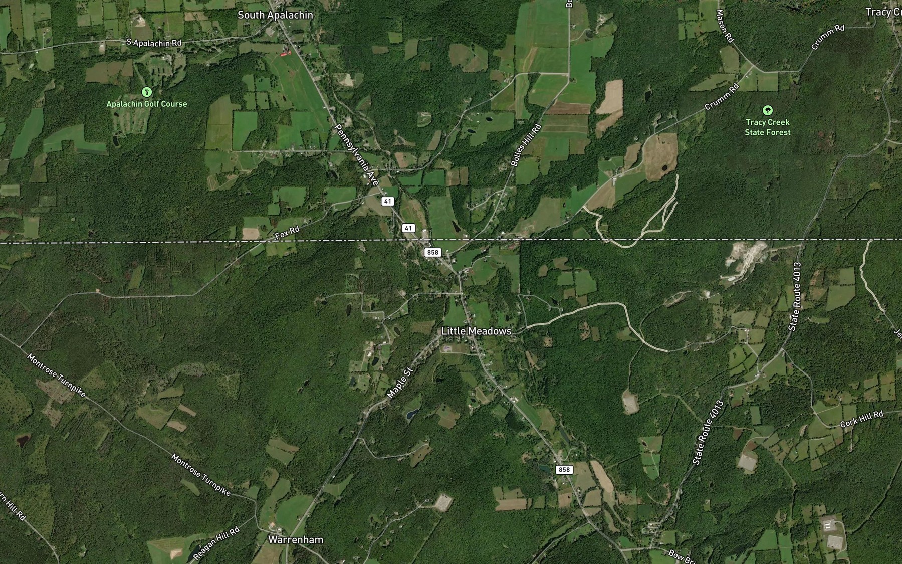 Satellite map of the Dewing Creek