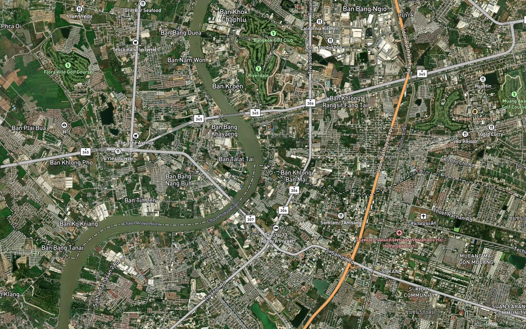 Satellite map of the Khlong Ban Mai