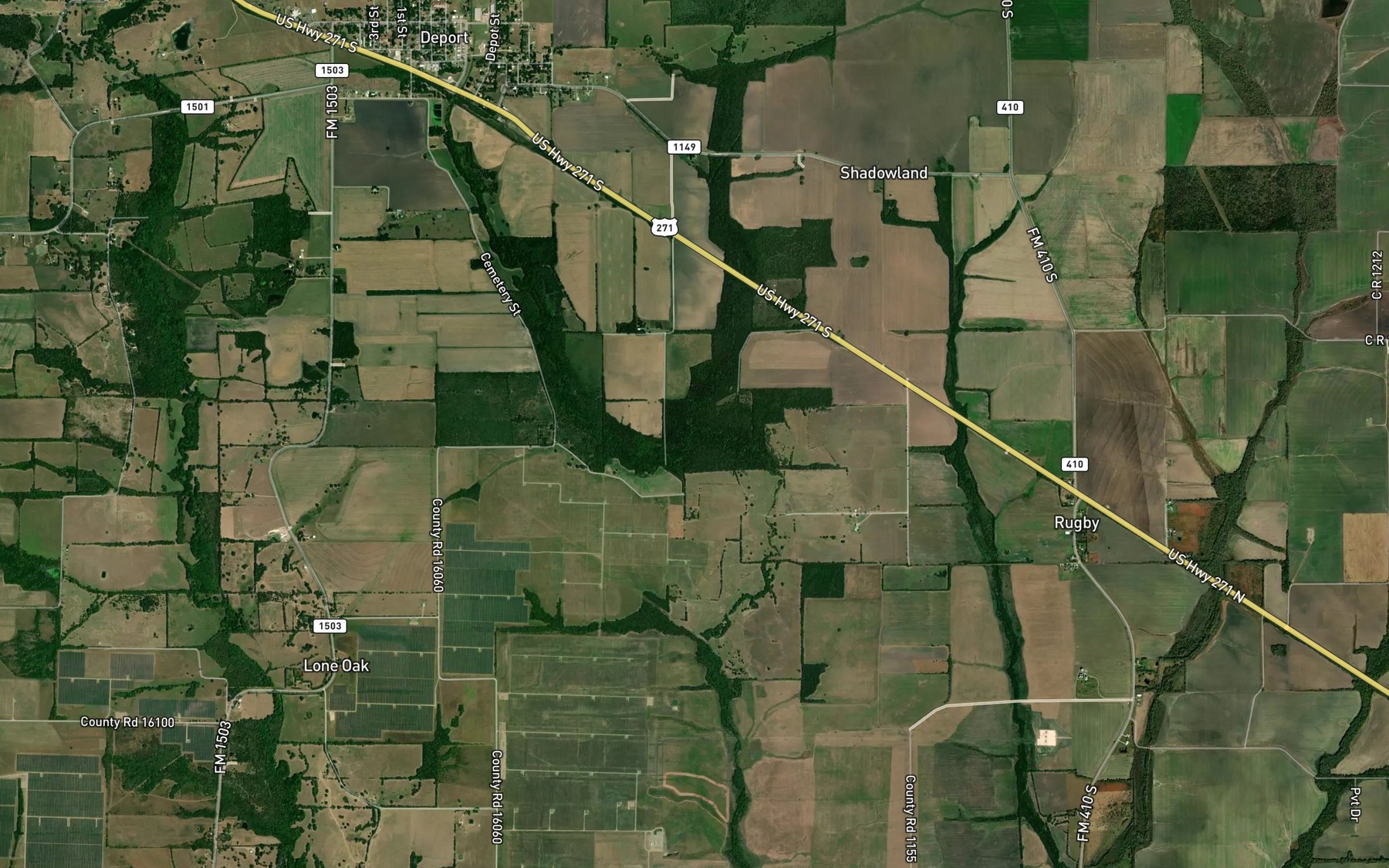 Satellite map of the Lake Drain Creek
