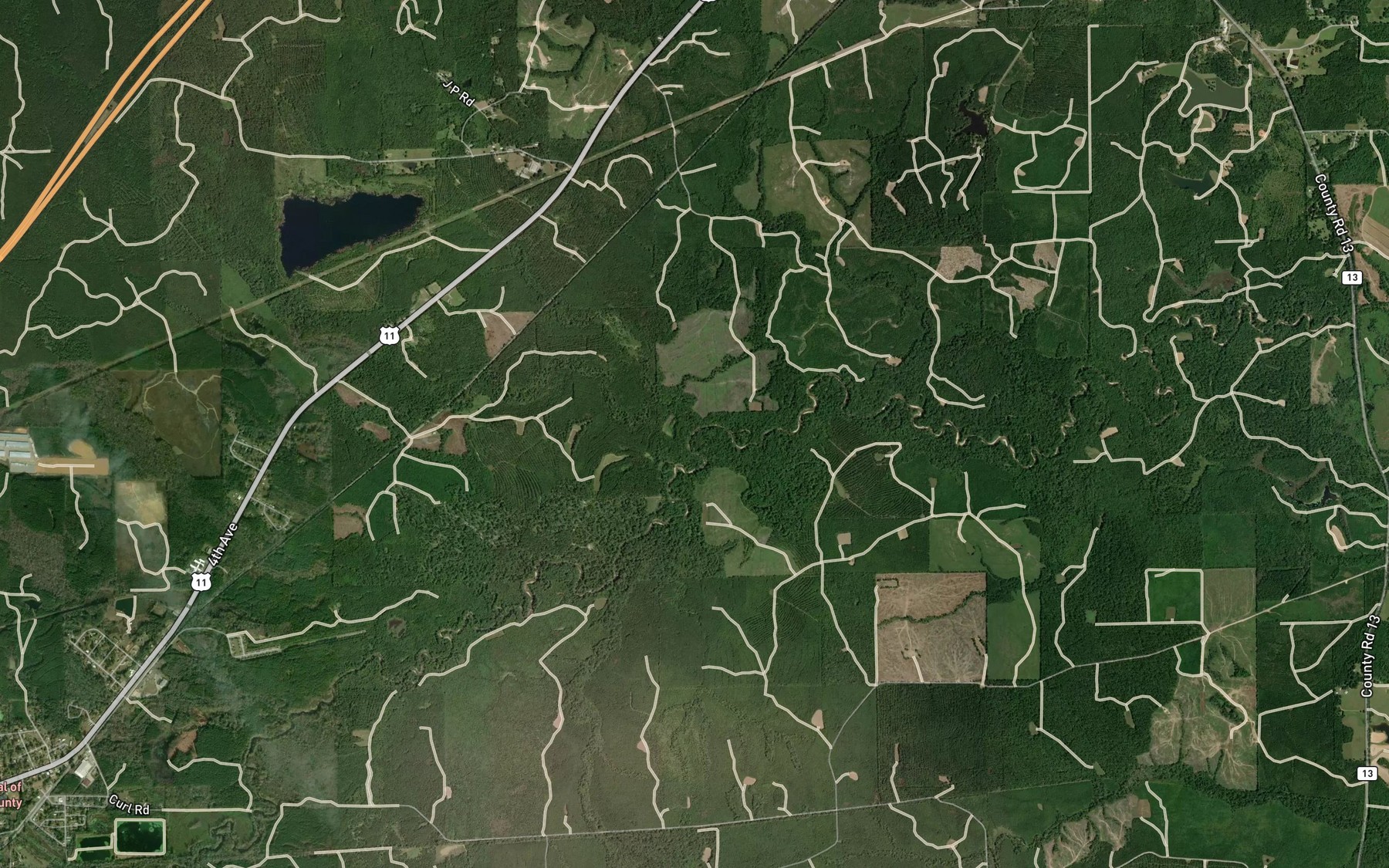 Satellite map of the Bear Creek