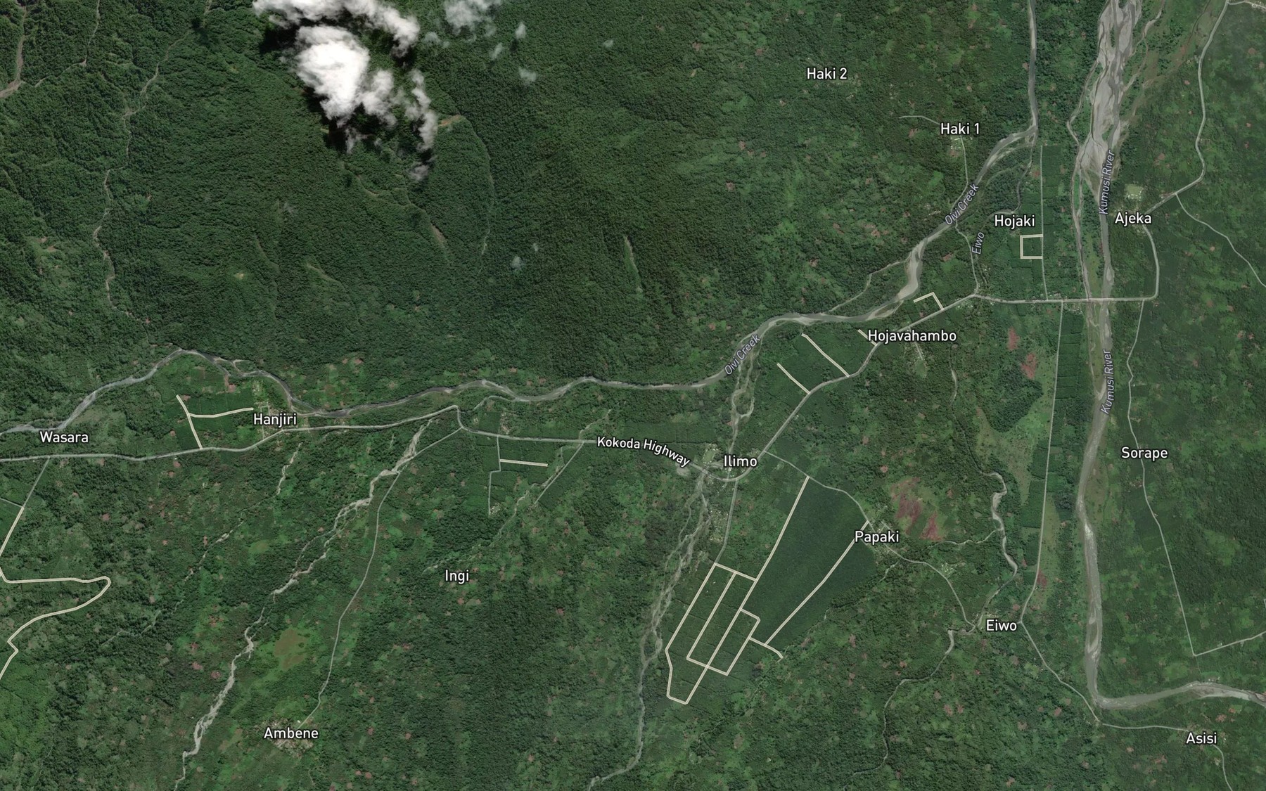 Satellite map of the Marau Creek