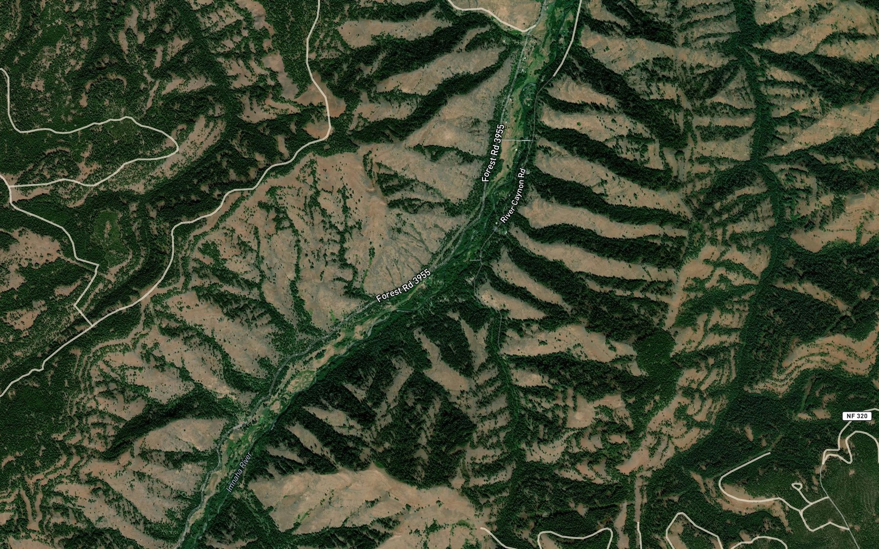 Satellite map of the Grizzly Creek