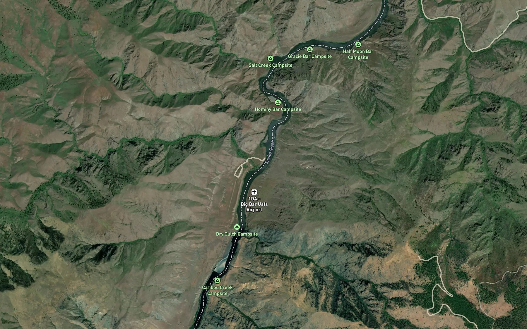 Satellite map of the Temperance Creek
