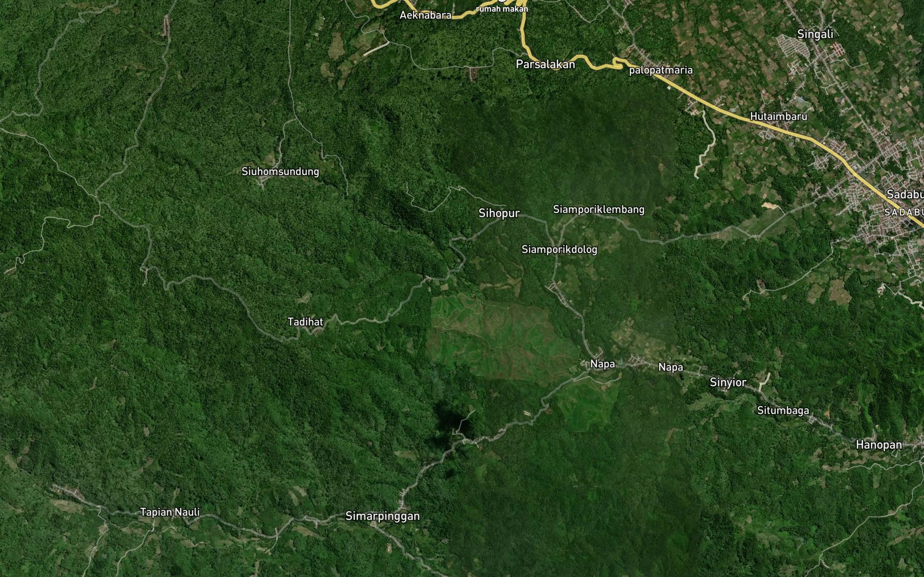 Satellite map of the Aek Hasugian