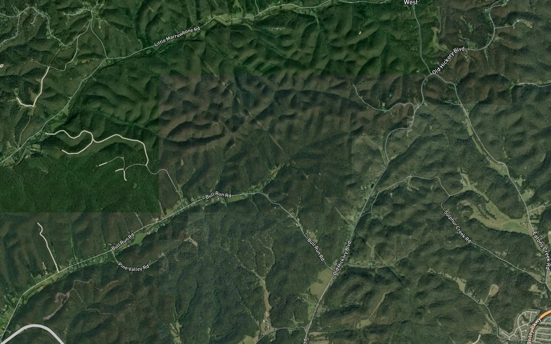 Satellite map of the Bull Run