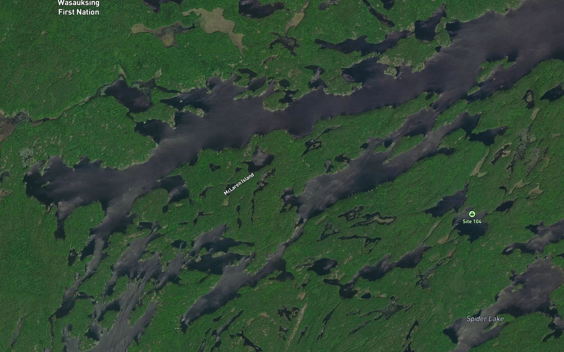 Satellite map of the Five Mile Bay
