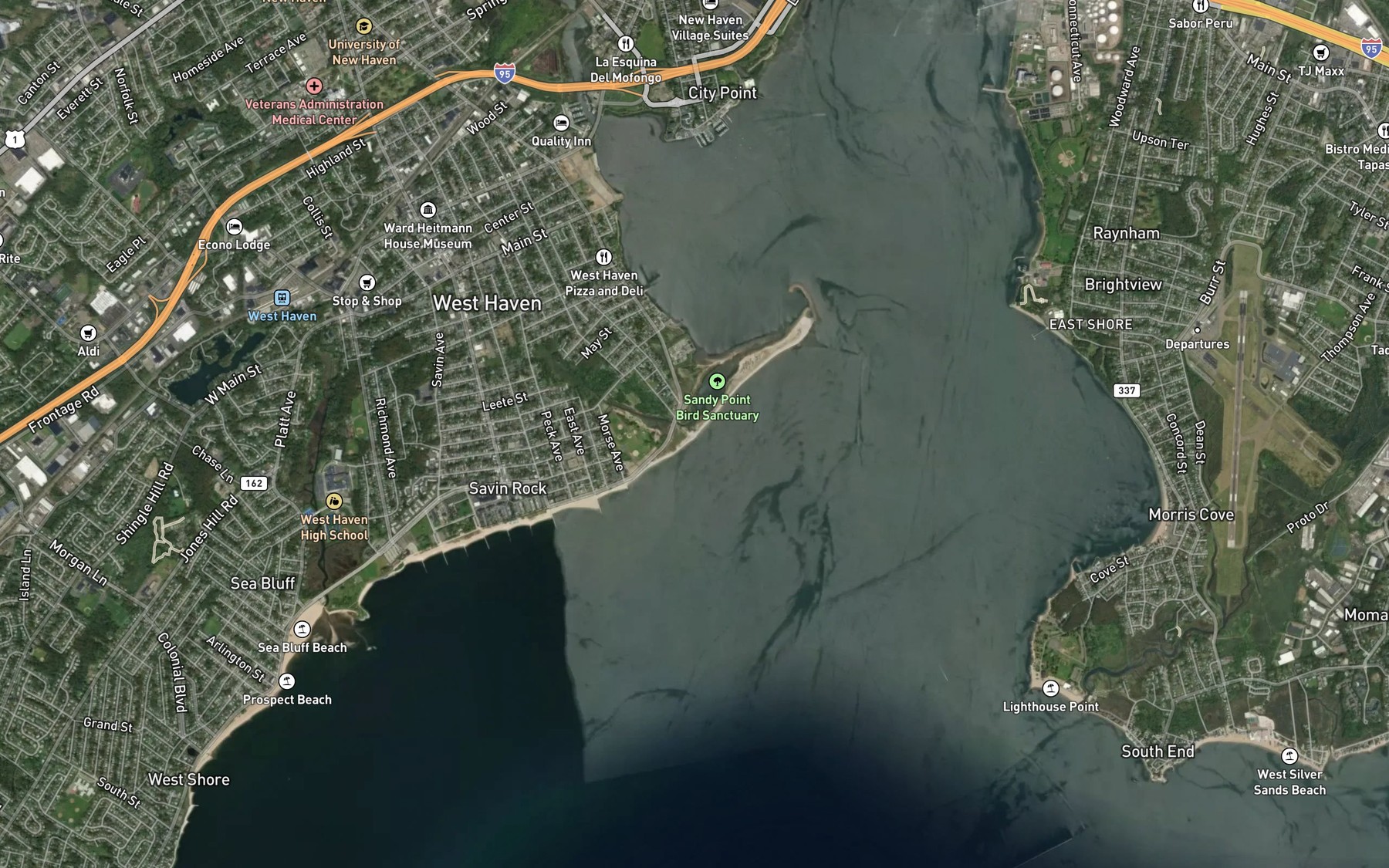 Satellite map of the Old Field Creek