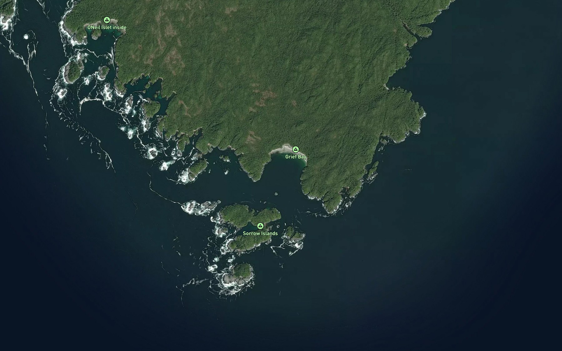 Satellite map of the Grief Bay