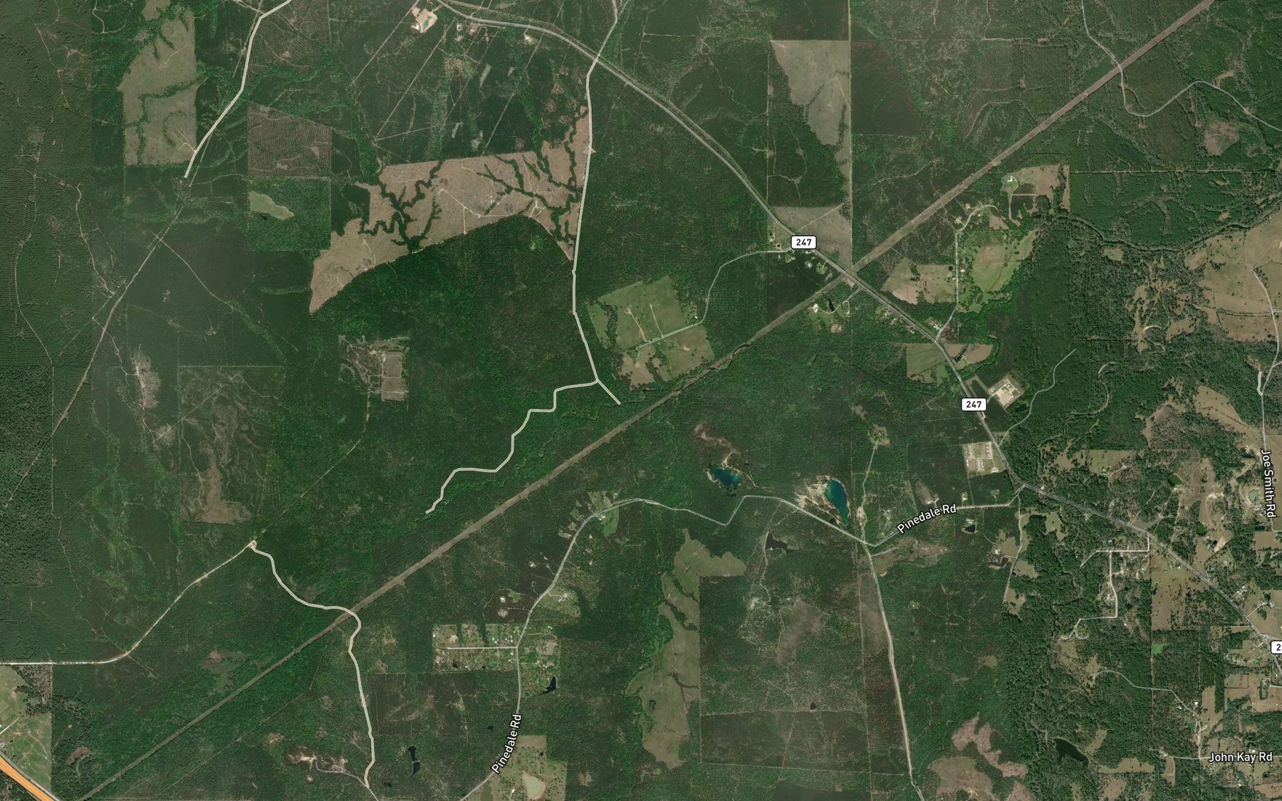 Satellite map of the Post Oak Branch