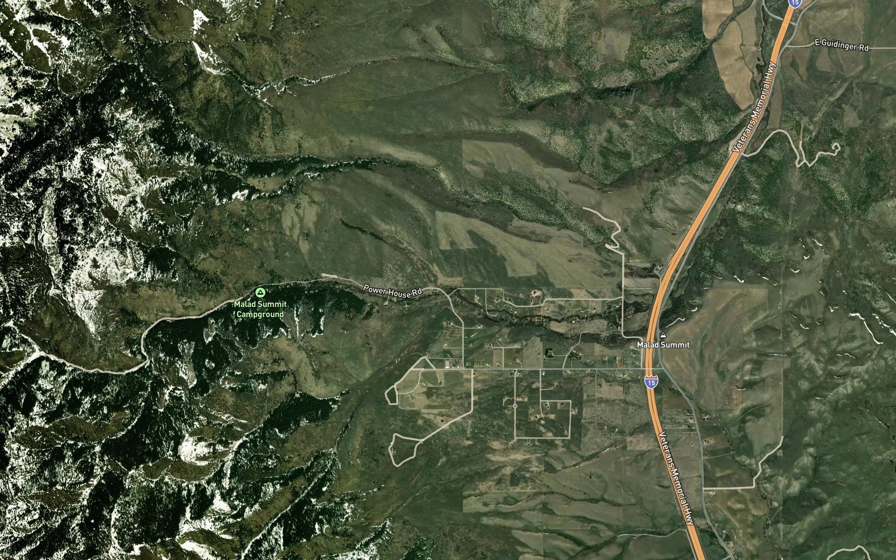 Satellite map of the Precipice Creek