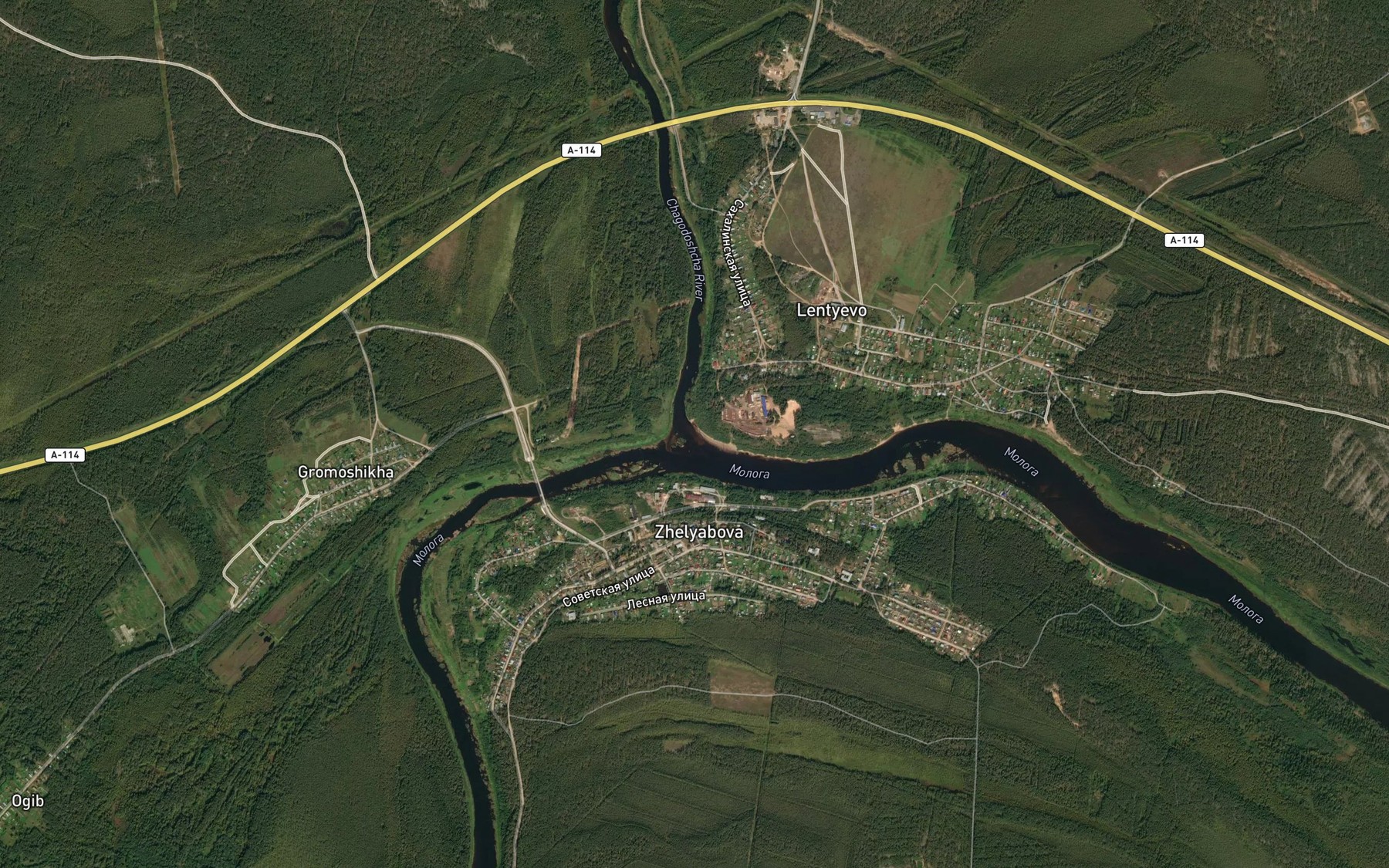 Satellite map of the Chagodoshcha