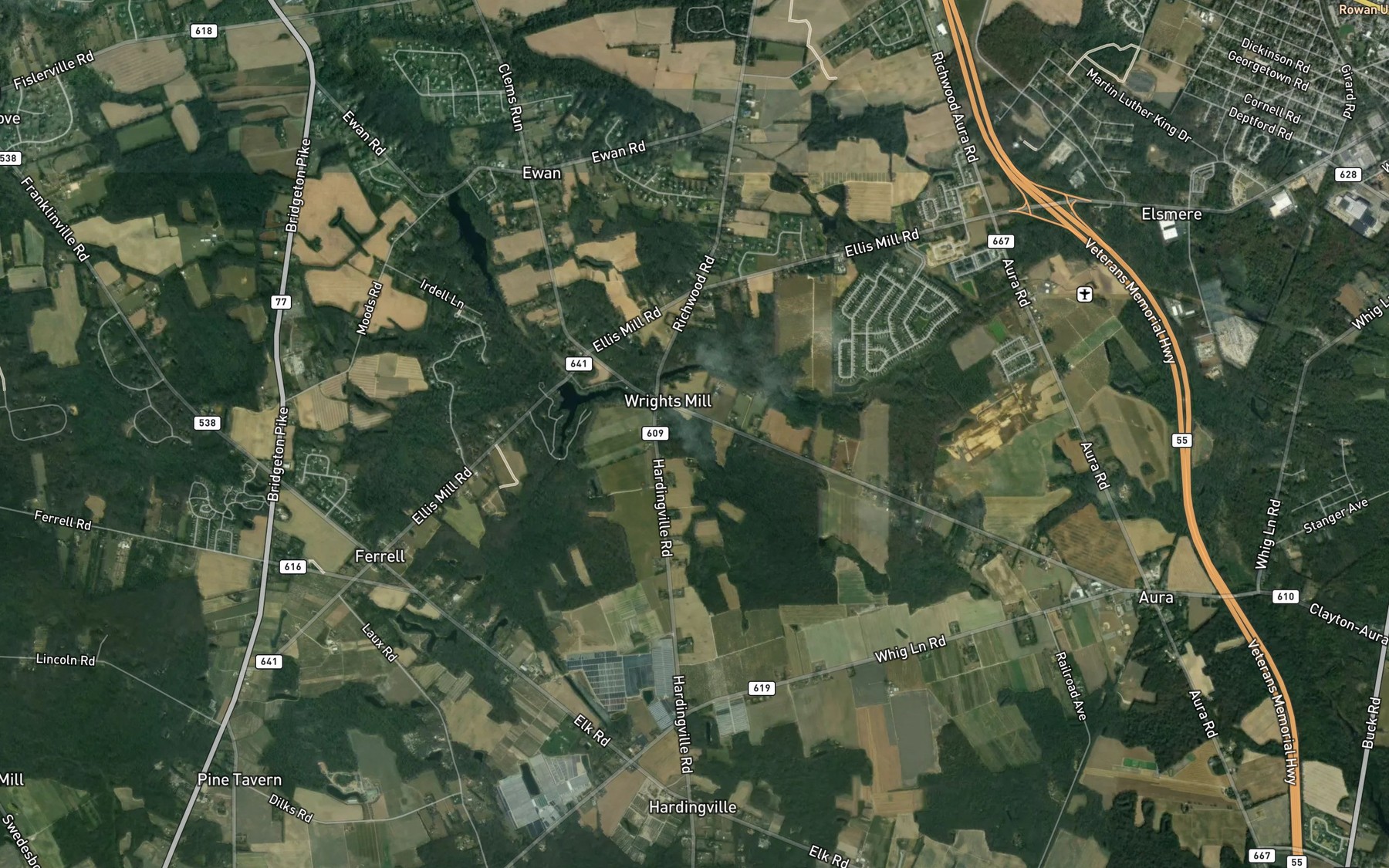 Satellite map of the Cartwheel Branch