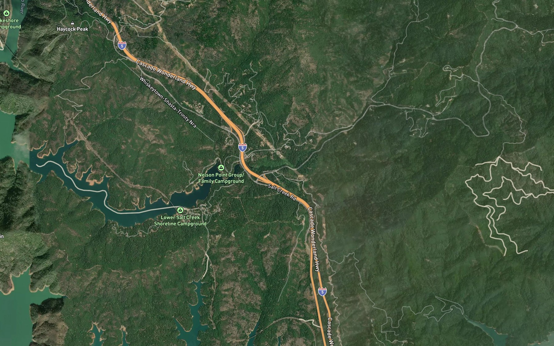 Satellite map of the Coal Creek