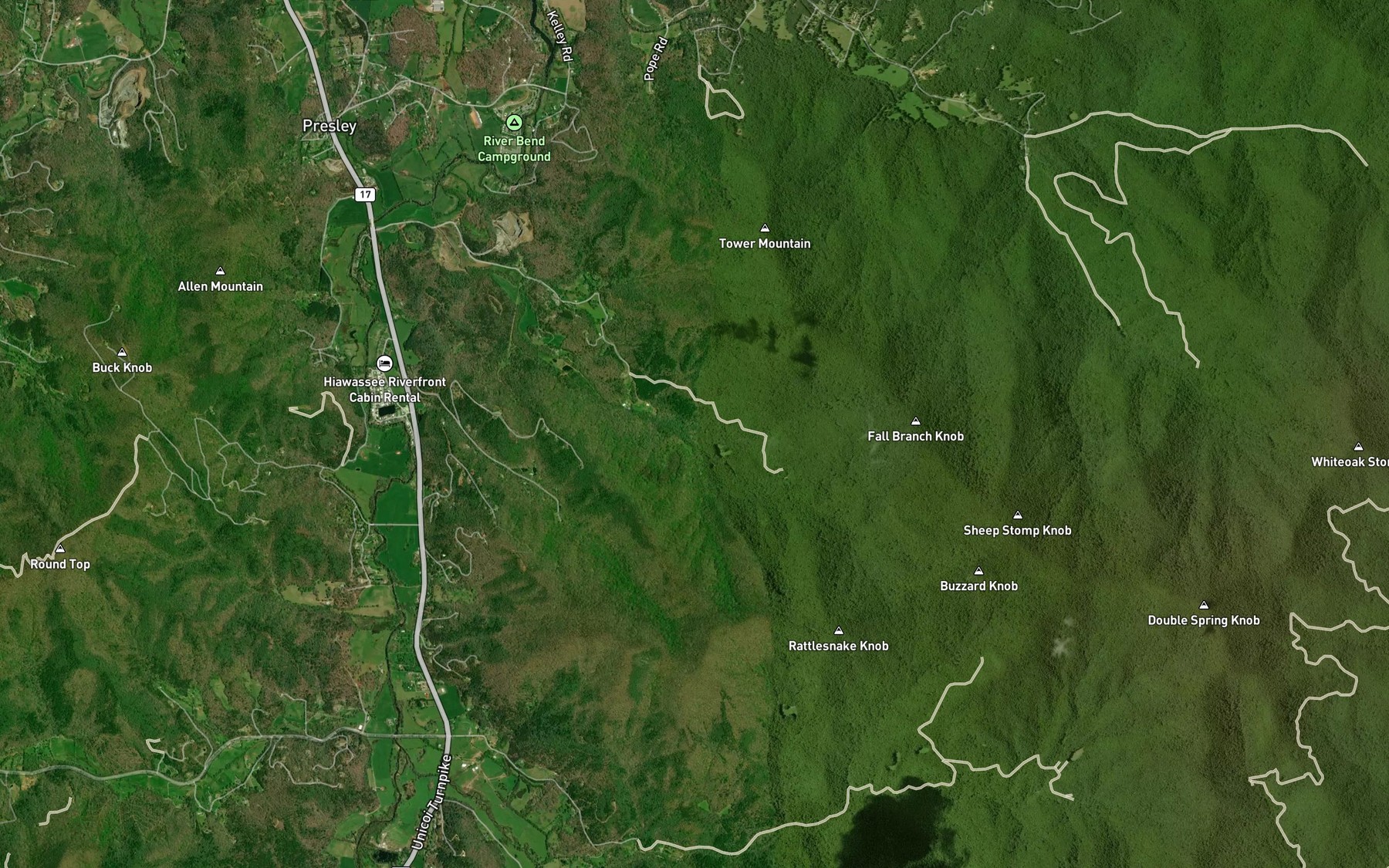 Satellite map of the Fall Branch